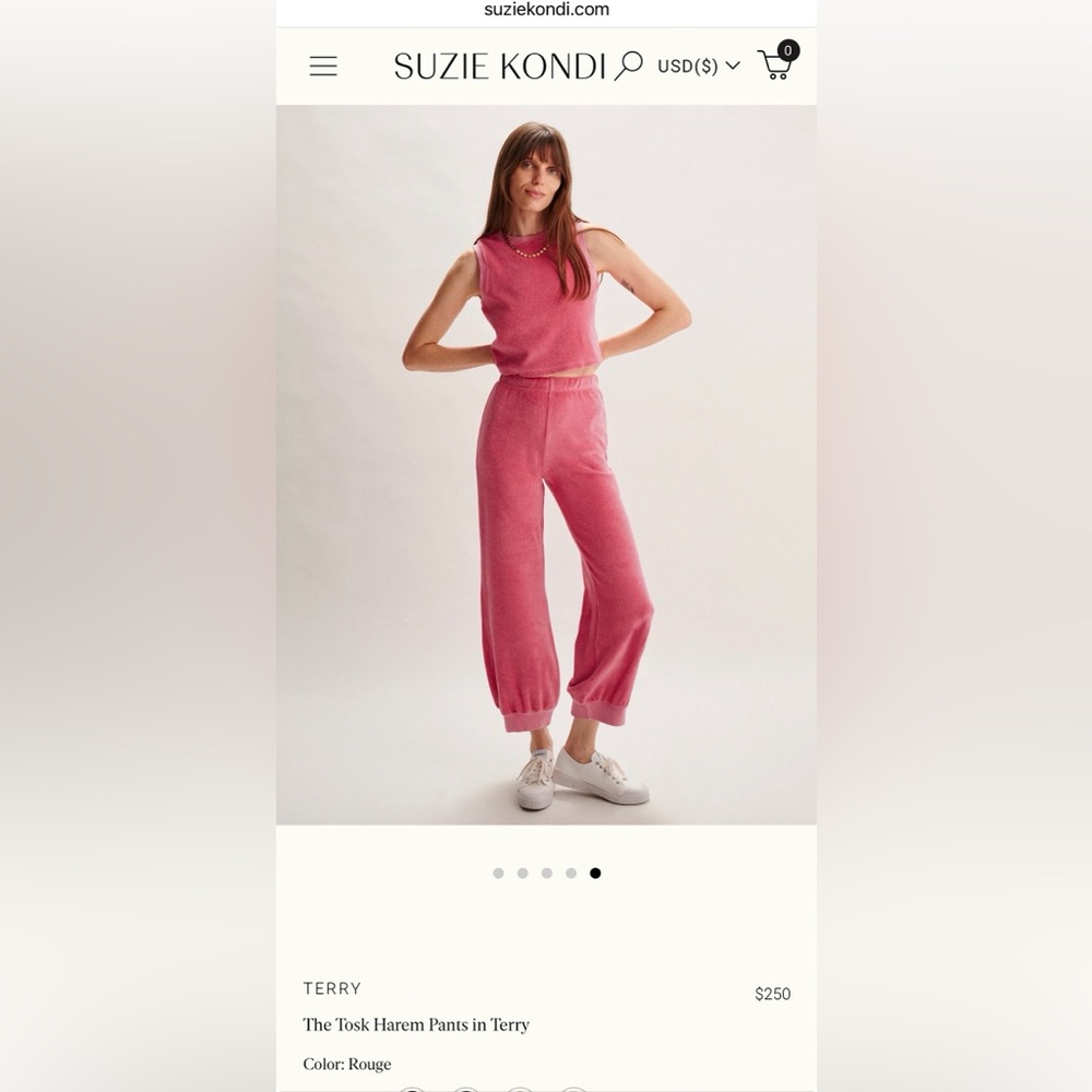 Suzi Kondi Tosk Harem Terry Pants Rouge Pink Women's Joggers Large
